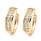 Brass Micro Pave Cubic Zirconia Hoop Earrings, Round, Light Gold, 19.5x5.5mm