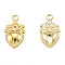 Ion Plating(IP) 201 Stainless Steel Pendants, Heart with Flower, Real 18K Gold Plated, 21x13x2.5mm, Hole: 2mm