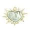 Alloy Pendants, Heart Charms, with Resin, Lead Free & Cadmium Free & Nickel Free, Rack Plating, Light Green, 20.5x25.5x7mm, Hole: 1.6mm