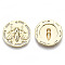 Brass Micro Pave Cubic Zirconia Pendants, Nickel Free, Flat Round with Bees, Real 18K Gold Plated, Clear, 22.5x3.5mm, Hole: 1.8mm