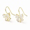 Brass Micro Pave Clear Cubic Zirconia Earring Hooks, with Horizontal Loop, Bowknot, Golden, 19x11mm, Hole: 2.5mm, 21 Gauge, Pin: 0.7mm