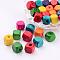 Mixed Lead Free Cube Natural Wood Beads, Dyed, 10mm, hole: about 3.5mm