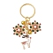 Alloy Enamel with Cubic Zirconia Keychain, Deer, Golden, 7.5cm
