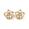 Brass Micro Cubic Zirconia Multi-Strand Links, Flower, Real 18K Gold Plated, Clear, 11x12x7mm, Hole: 1.6mm