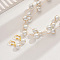 Glass Round Beaded Multilayer Necklaces & Earrings Sets for Women, Brass Jewelry Sets, White