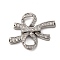Brass Micro Pave Clear Cubic Zirconia Fold Over Clasps, Cadmium Free & Nickel Free & Lead Free, Long-Lasting Plated, Bowknot, Platinum, 20x24x5mm, Hole: 0.9mm and 6.5x6mm