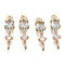 Brass Micro Pave Cubic Zirconia Links Connectors, with Glass, Long-Lasting Plated, Light Gold, Teardrop, Light Cyan, 17x5x3.5mm, Hole: 1.5mm