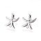 Brass Stud Earring Findings, with Plastic Ear Nuts and Loop, Long-Lasting Plated, Starfish/Sea Stars, Platinum, 18x17x2mm, Hole: 1.2mm, Pin: 0.7mm