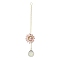 Glass Flower Hanging Suncatchers, Round Tassel for Window Garden Decorations, Misty Rose, 275~280mm