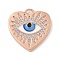 Rack Plating Brass Micro Pave Cubic Zirconia with Enamel Pendants, Long-Lasting Plated, Lead Free & Cadmium Free, Eye Charms, Light Gold, 23x22.5x2mm, Hole: 2x3mm
