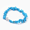 Synthetic Howlite Beads Stretch Bracelets, with Brass Micro Pave Cubic Zirconia Beads, Chip and Cross, Platinum, 2-1/8 inch(5.3cm)~2-1/8 inch(5.5cm)