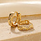 Brass Hoop Earrings, with Rhinestone, Trendy and Cute, European and American Style, Golden, 13x4mm