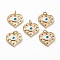 Brass Micro Pave Mixed Color Cubic Zirconia Findings Pendants, with Enamel & Jump Rings, Heart with Evil Eye, Real 18K Gold Plated, 16x16x3mm, Jump Ring: 5x1mm, 3mm Inner Diameter