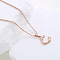 Stainless Steel Letter Pendant Necklaces for Women Men, Rose Gold, Letter C