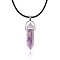 Natural Amethyst Pendant Necklaces, Bullets, 19.69 inch(50cm)