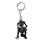 Resin Keychains, with Alloy Rings, Skeleton, Platinum, Black, 110mm