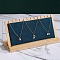 Wood with Velvet Necklace Display Stand Jewelry Pendant Holder Accessory, Hanger Counter Showcase Jewelry Props Ornaments, Marine Blue, 250x82x120mm