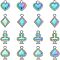 CHGCRAFT 16Pcs 4 Style Poker Suit Charms Rack Plating Rainbow Color Alloy Pendants Spade Alloy Charm Heart Pendant Bulk for Personalized Jewelry Making, Length 14.5mm to 19mm