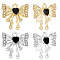 12Pcs 2 Colors Alloy Micro Pave Cubic Zirconia Charms, Bowknot with Heart, Golden & Silver, 17.5x18x3.7mm, Hole: 1.5mm, 6pcs/color