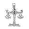 Non-Tarnish 304 Stainless Steel Pendants, Textured, 12 Constellations/Zodiac Signs, Libra, 29.5x30.5x2.1mm, Hole: 10x4.5mm