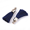 Polyester Tassel Pendant Decorations, with CCB Plastic Findings, Light Gold, Midnight Blue, 25~30x6mm, Hole: 1.5mm