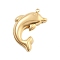 304 Stainless Steel Pendants, Dolphin, PVD Vacuum Plating, Real 18K Gold Plated, 26.5x17x4mm, Hole: 1.5mm