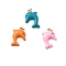 304 Stainless Steel Enamel Pendants, Dolphin Shape Charms, Ion Plating(IP), Real 18K Gold Plated, with Jump Ring, Mixed Color, 21.5x17.5x4.5mm, Hole: 3.4mm