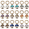 Gemstone Chip Flat Round with Tree of Life Pendant Keychain, with Alloy Split Key Rings, 5.4cm, 9 color, 2pcs/color, 18pcs/set