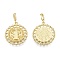 Brass Micro Pave Clear Cubic Zirconia Pendants, Cadmium Free & Lead Free, Flat Round with Saint Benedict Medal, Real 18K Gold Plated, 25x22x2.5mm, Hole: 3.5x5.5mm