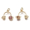Brass Micro Pave Clear & Medium Violet Red Cubic Zirconia Pendants, with Jump Ring, Long-Lasting Plated, Teacup & Teapot, Real 18K Gold Plated, 14.5x18x2.5mm, Hole: 3mm