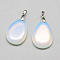 Opalite Pendants, with Brass Findings, teardrop, Platinum, 36~38x20~20.5x5.5mm, Hole: 4x4mm