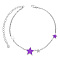 925 Sterling Silver Link Anklets, with Grade AAA Cubic Zirconia and Epoxy Resin, Star, Purple, 8-1/4 inch(21cm)
