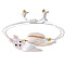 Bohemian Glass Seed Beaded Charm Bracelets, Cotton Cord Braided Bracelets for Women, Bunny, with Shell, White, Inner Diameter: 11 inch(28cm)