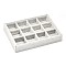 Wooden Cuboid Jewelry Presentation Boxes, Covered with Velvet, 12 Compertments, Gainsboro, 20x15x3.15cm