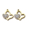304 Stainless Steel Clay Rhinestone Pendants, Heart, Ion Plating(IP), Golden, 17.5x17x2.5mm, Hole: 1.6mm