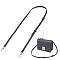 Cowhide Bag Straps, with Golden Plated Alloy Swivel Clasps, Black, 110.9x1.15x0.35~1.1cm