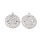 Non-Tarnish 304 Stainless Steel Pendants, Flat Round with Trinity Knot Charm, Stainless Steel Color, 29x25x2mm, Hole: 3mm
