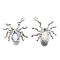 Halloween Rack Plating Alloy Pendants, Spider Charm, with Lilac Resin Beads, Cadmium Free & Lead Free, Platinum, 30x27x5.8mm, Hole: 1.6mm