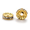Iron Grade A Crystal Rhinestone Spacer Beads, Rondelle, Straight Edge, Golden, 10x3~3.5mm, hole: 2mm