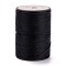 Round Waxed Polyester Thread String, Micro Macrame Cord, Twisted Cord, for Leather Sewing Stitching, Black, 0.8mm, about 54.68 Yards(50m)/Roll
