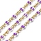 Enamel Oval Link Chains, with Real 18K Gold Plated Brass Findings, Soldered, with Spool, Dark Orchid, 4x7x1mm