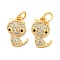 Rack Plating Brass Micro Pave Clear Cubic Zirconia Pendants, Long-Lasting Plated, with Jump Rings, Lead Free & Cadmium Free, Real 18K Gold Plated, Cat Shape, 13x9.5x3mm, Hole: 3mm