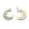 Brass Micro Pave Clear Cubic Zirconia Pendants, with Enamel & Jump Rings, Long-Lasting Plated, Moon, Real 18K Gold Plated, 25x23x3.5mm, Hole: 4.5mm, Jump Ring: 6x0.7mm