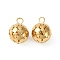 Crystal Glass Rhinestone Pendants, with Iron Finding, Hollow Round Ball Charms, Golden, 18.5x14mm, Hole: 3.2mm