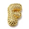 Brass with Cubic Zirconia Pendants, Cadmium Free & Nickel Free & Lead Free, Letter F, Letter F, 23x14.5x7mm, Hole: 4mm