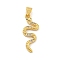 Snake Rack Plating Brass Micro Pave Cubic Zirconia Pendants, Cadmium Free & Lead Free, Long-Lasting Plated, Real 18K Gold Plated, 26x10x2.5mm, Hole: hole: 5x3.5mm