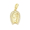 Brass Micro Pave Cubic Zirconia Saint European Dangle Charms, Large Hole Pendants, Cadmium Free & Lead Free, Real 16K Gold Plated, 28.5mm, Hole: 4.2mm