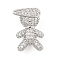 Brass Micro Pave Clear Cubic Zirconia Slide Charms, Long-Lasting Plated, Boy, Platinum, 14.5x10.5x6mm, Hole: 10x2mm