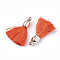 Polyester Tassel Pendant Decorations, with CCB Plastic Findings, Light Gold, Orange Red, 25~30x6mm, Hole: 1.5mm