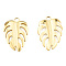 Ion Plating(IP) 201 Stainless Steel Pendants, Monstera Leaf, Real 18K Gold Plated, 26.5x18x2mm, Hole: 2.5mm